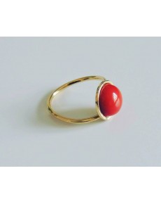 Anello in Oro Giallo e Corallo Rosso 