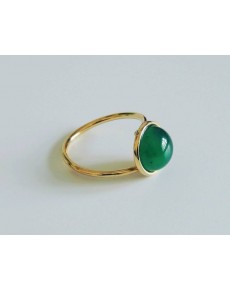 Anello in Oro Giallo e Giada Verde Imperiale Morelli Gioielli
