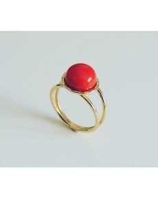 Anello in Oro Giallo e Corallo Rosso